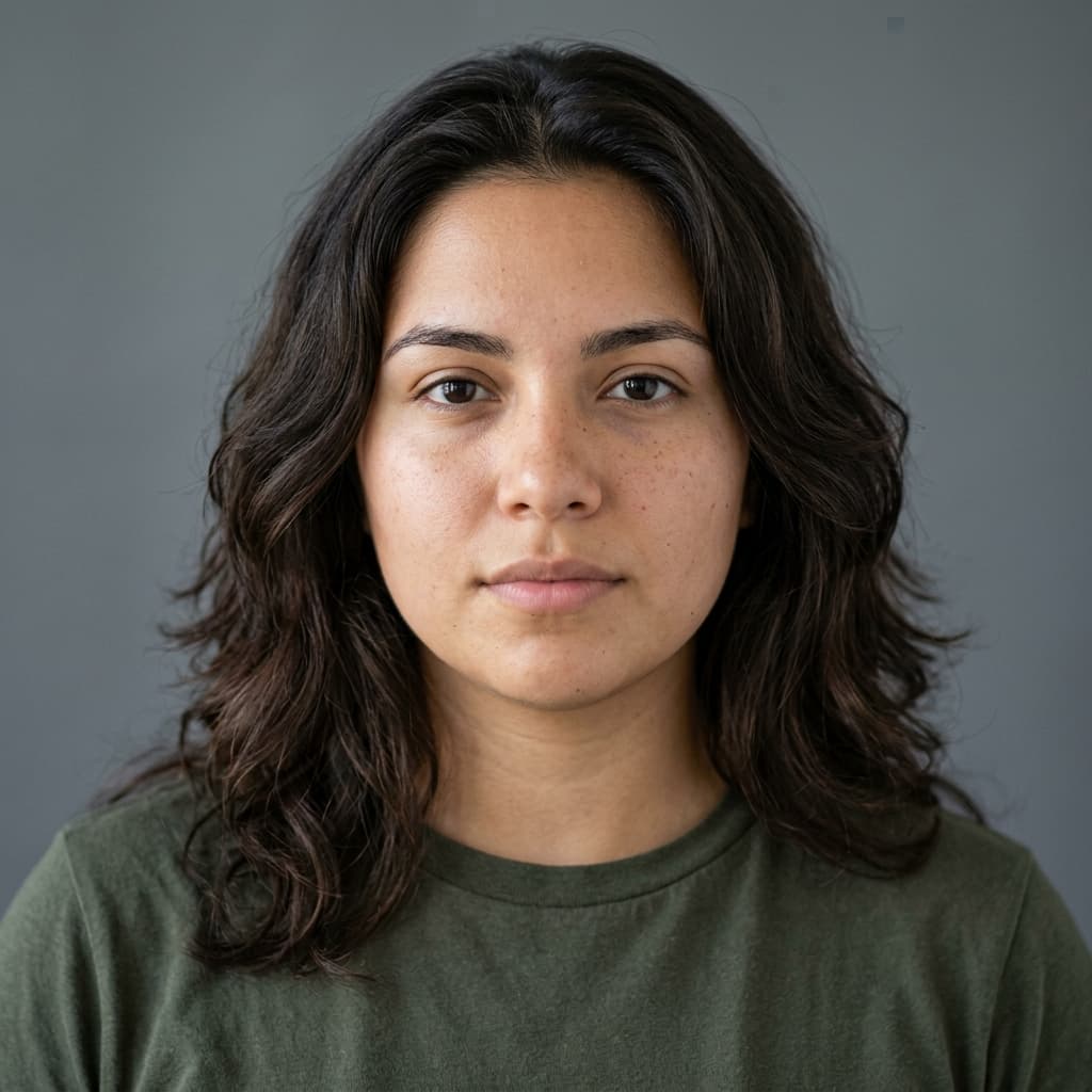 Lena Vargas (AI-generated example portrait): Front