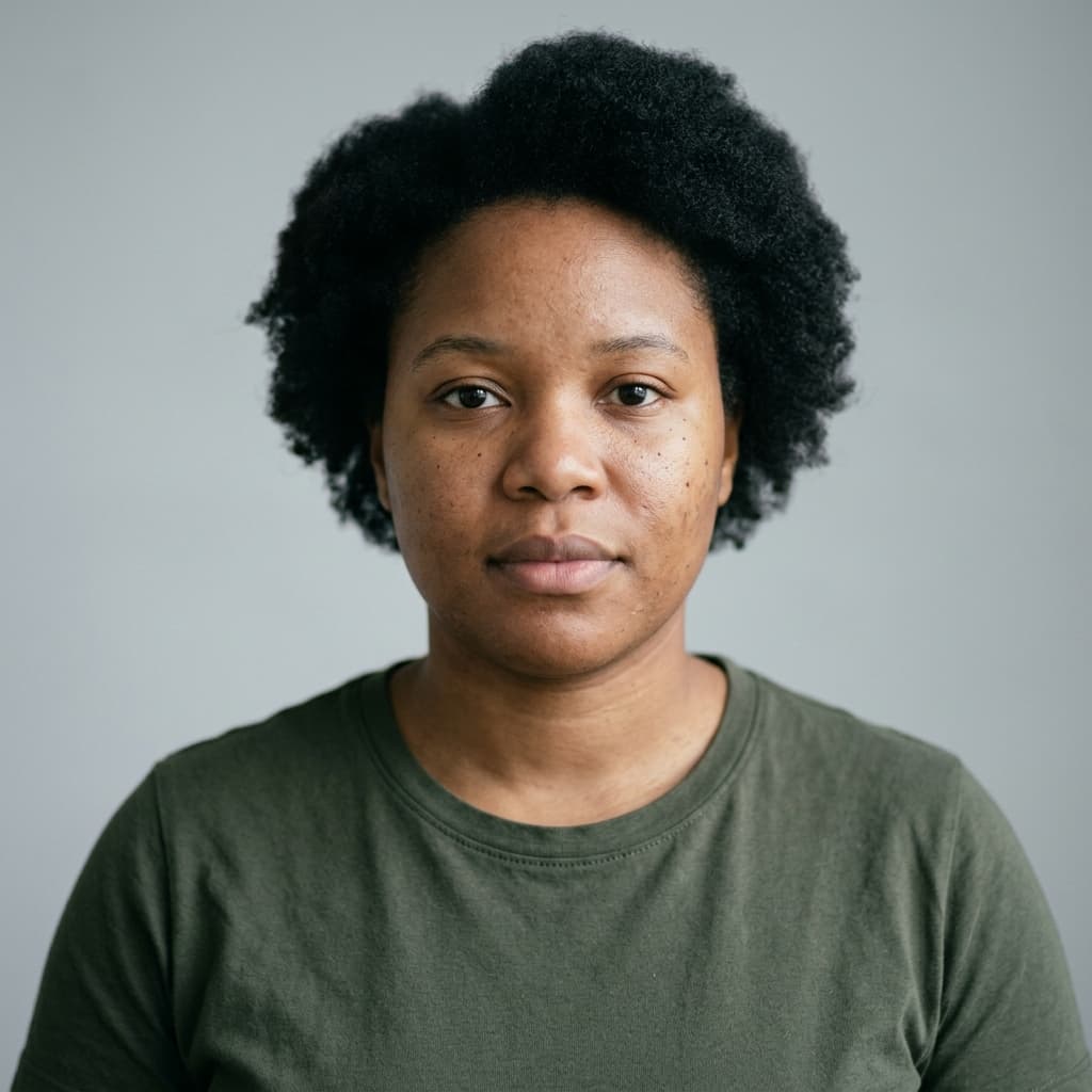 Rebecca Adams (AI-generated example portrait): Front