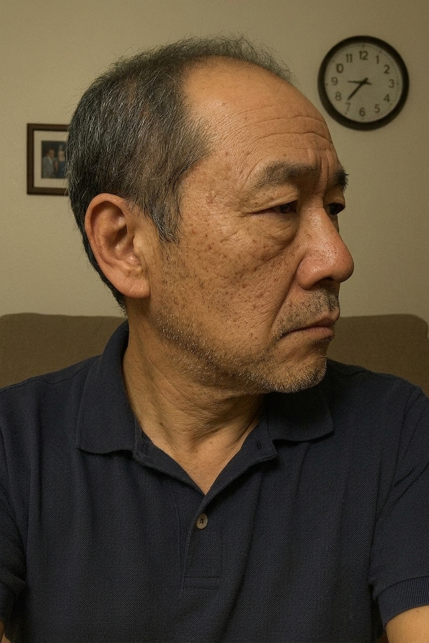 Hiroshi Sato (AI-generated example portrait) — Side
